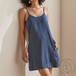 UpWest | Sleeveless Shift Dress Tencel in Slate Blue | Size XS